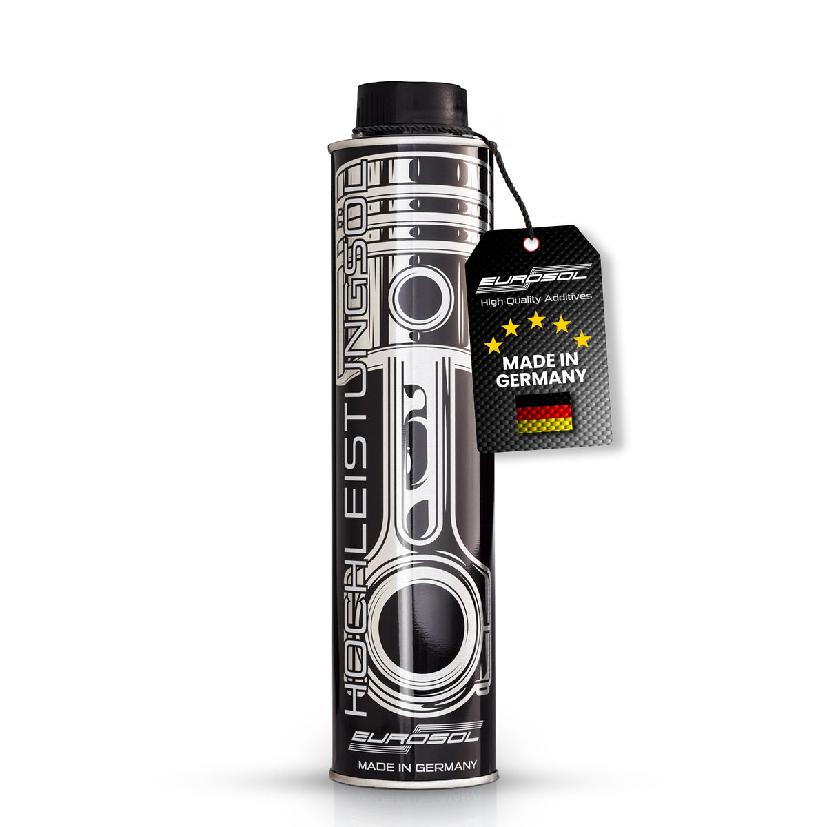 EUROSOL High Performance Oil Additive: single can with a Made in Germany neck tag