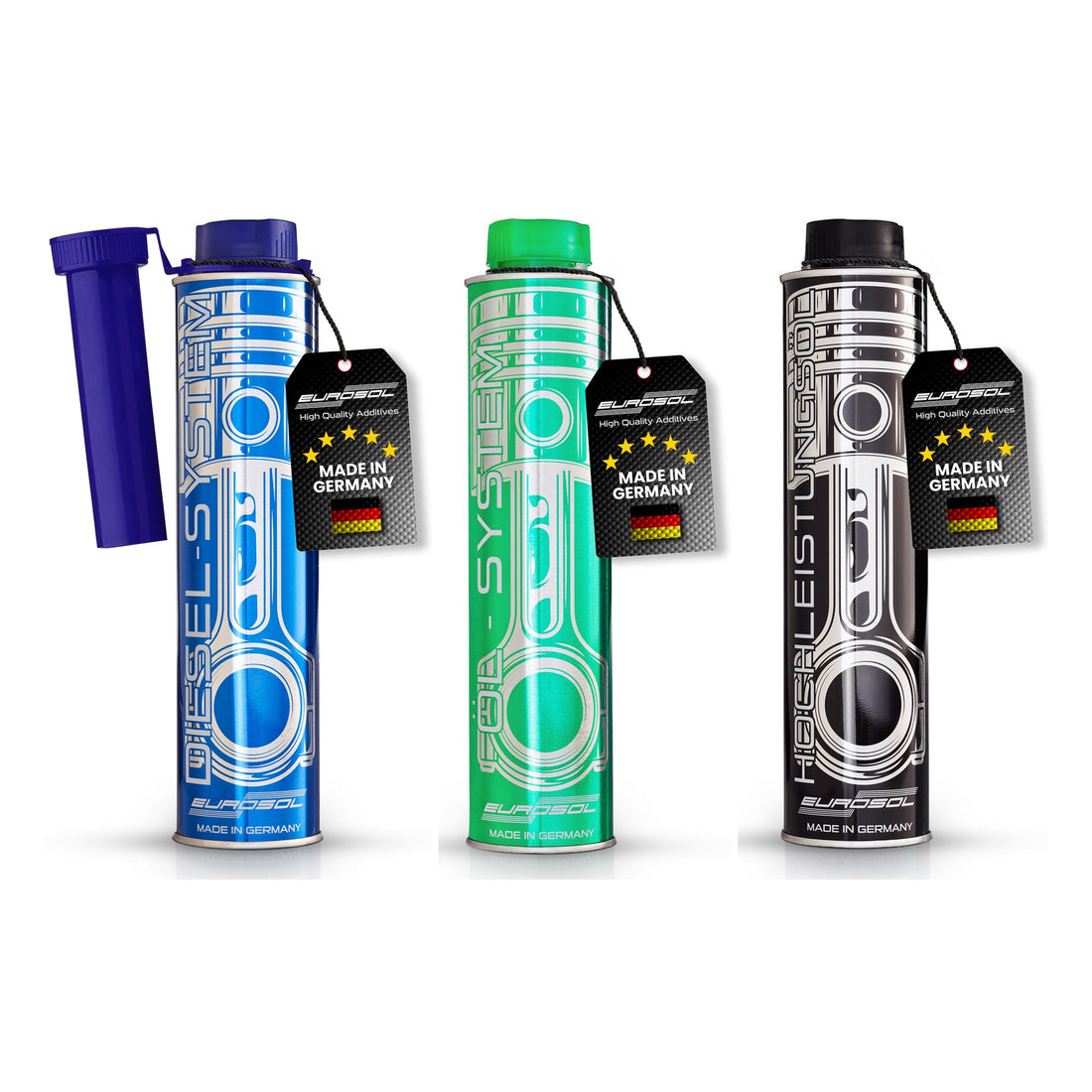 EUROSOL Diesel Performance Trio: 3 cans with Made in Germany neck tags