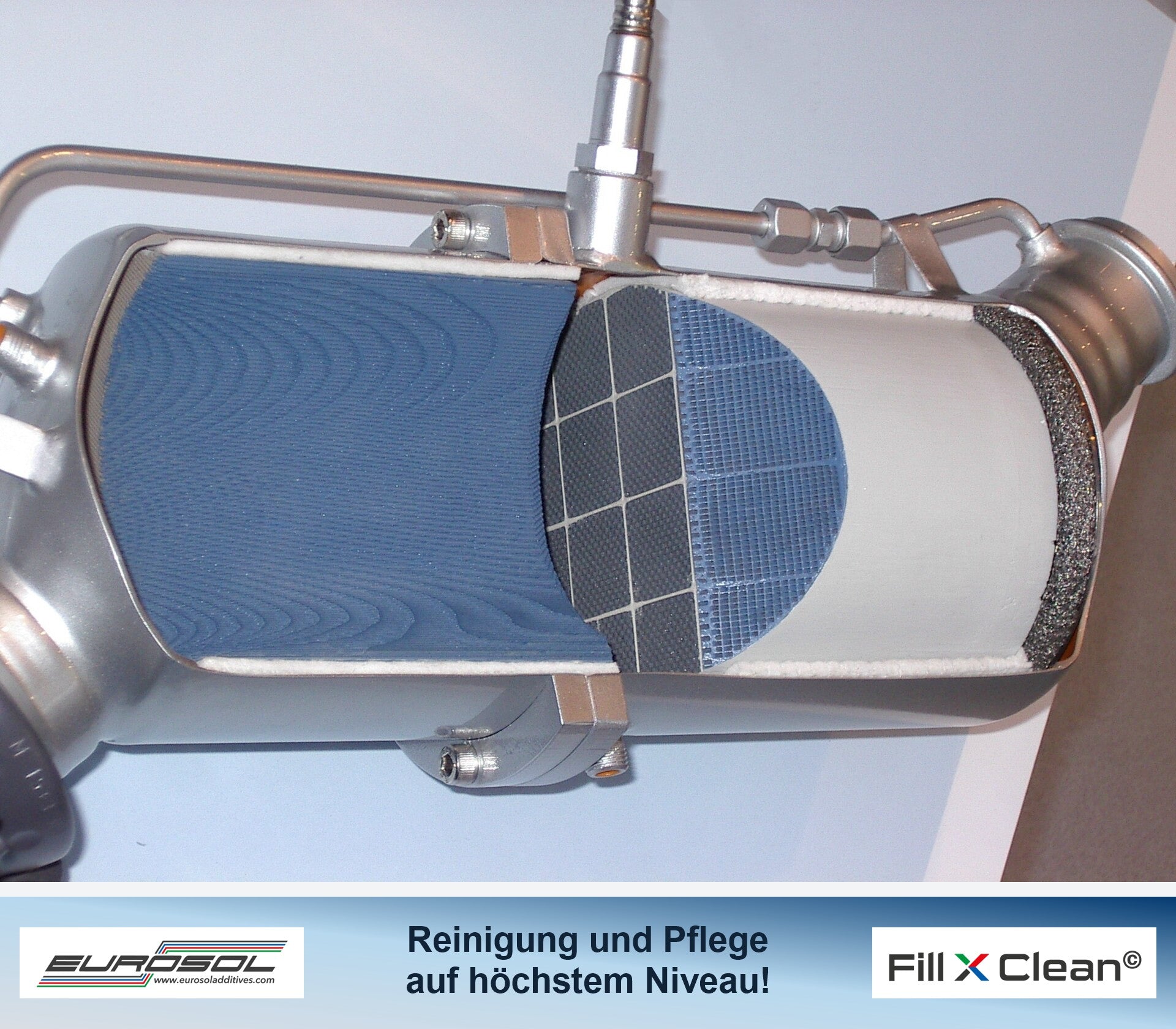 Dieselpartikelfilter mit Sensoren und Leitungen